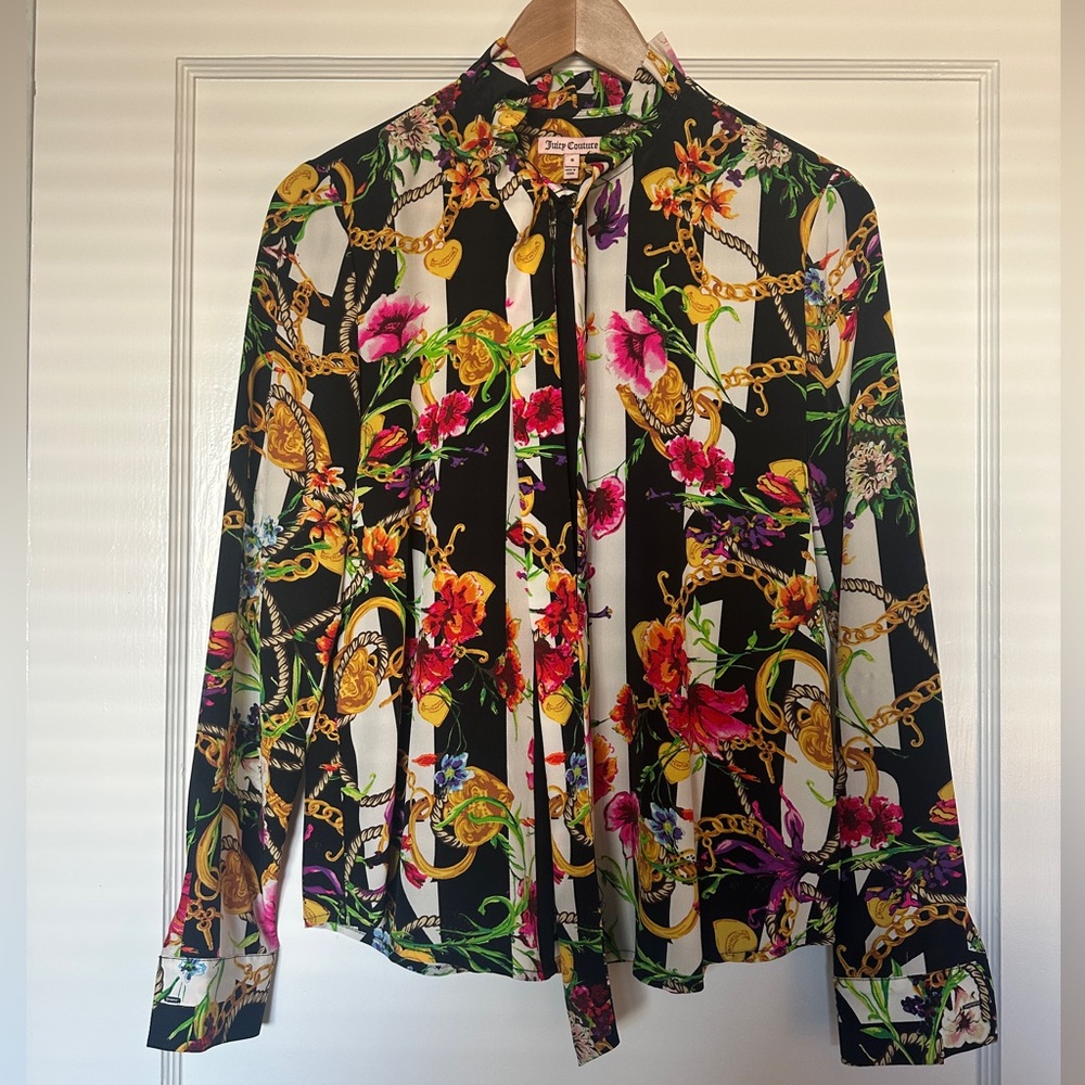 Juicy Couture Silk Neck-tie Blouse Size 0